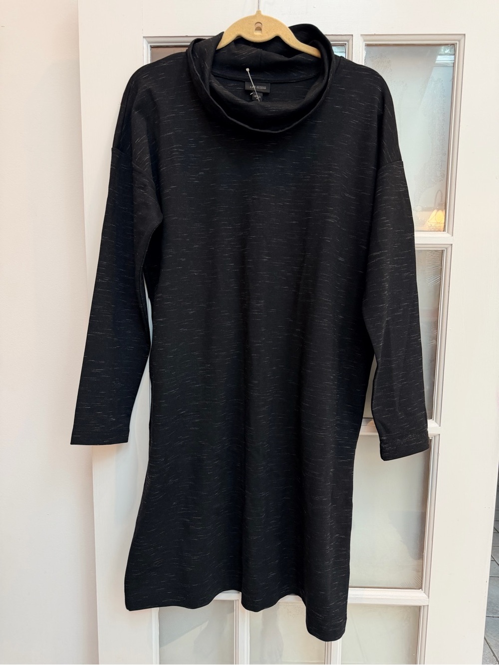 J. Jill Wearever Collection Cowl Neck Long Sleeve Black Speckle Dress Size M NWT